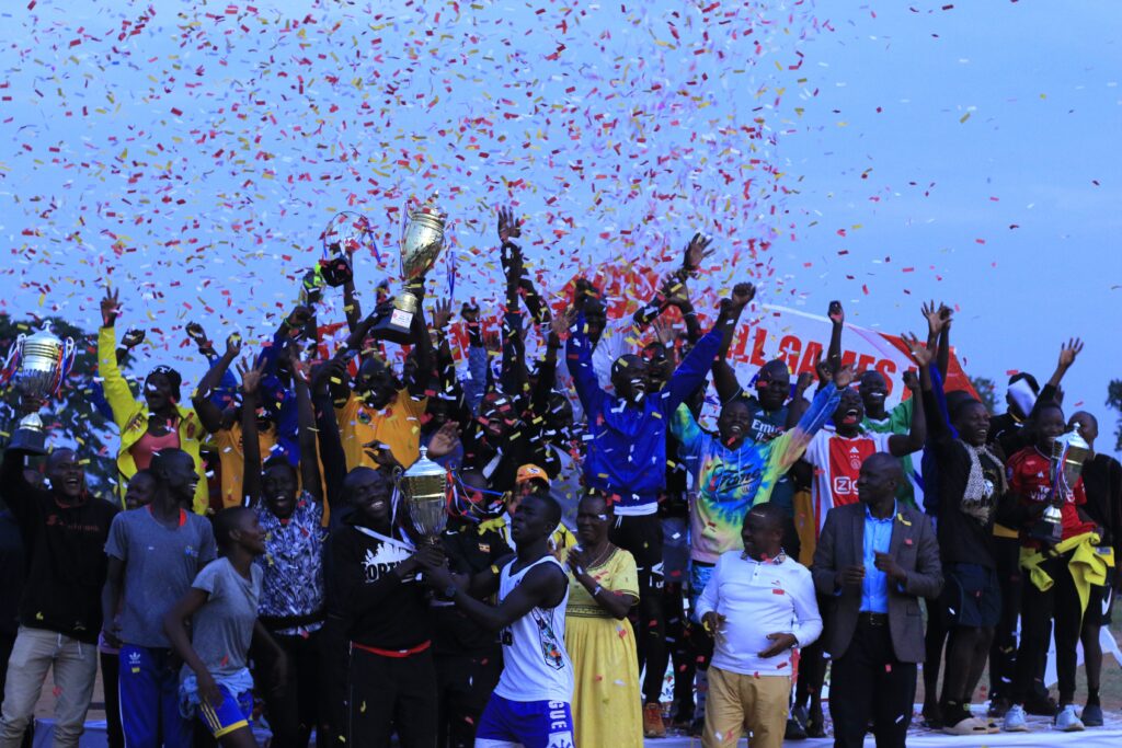 Acholi Zone athletics team celrebrating winning nationals