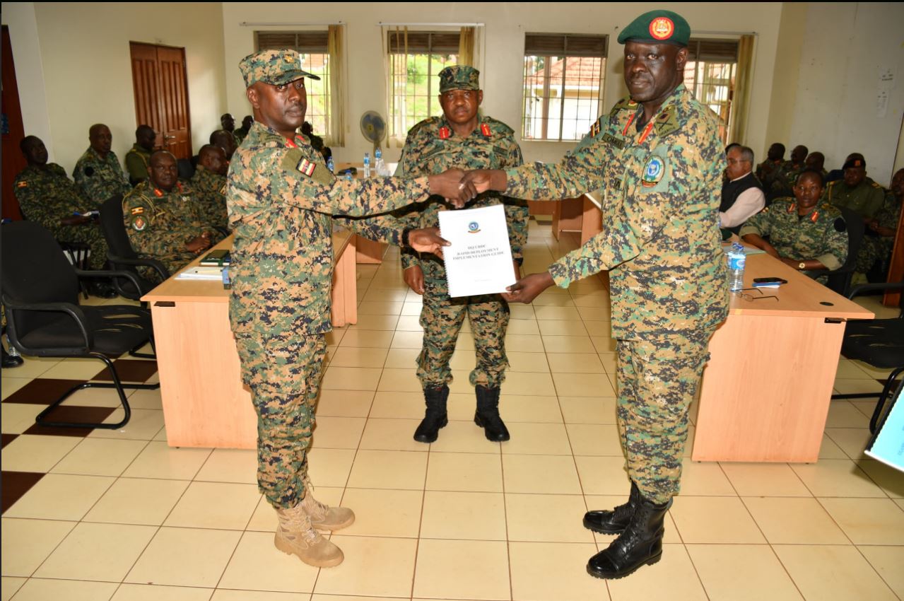 Maj Gen Bakasumba commends Brig Gen Omola for strengthening Uganda’s Rapid Deployment Capabilities